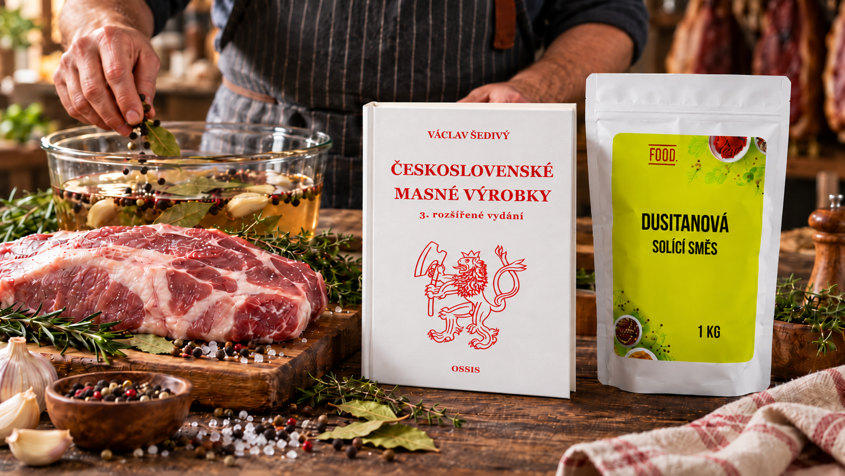 Dusitanová sůl a kniha Českoslovenké masné výrobky