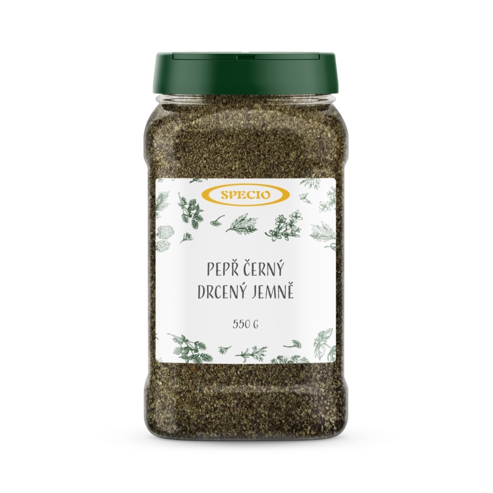 Pepř černý drcený jemně 550g - dóza