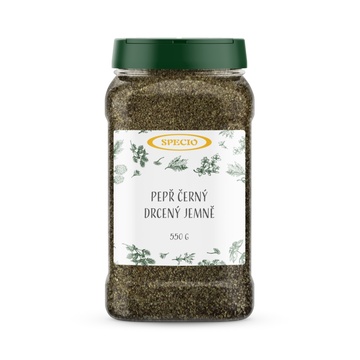 Pepř černý drcený jemně 550g - dóza