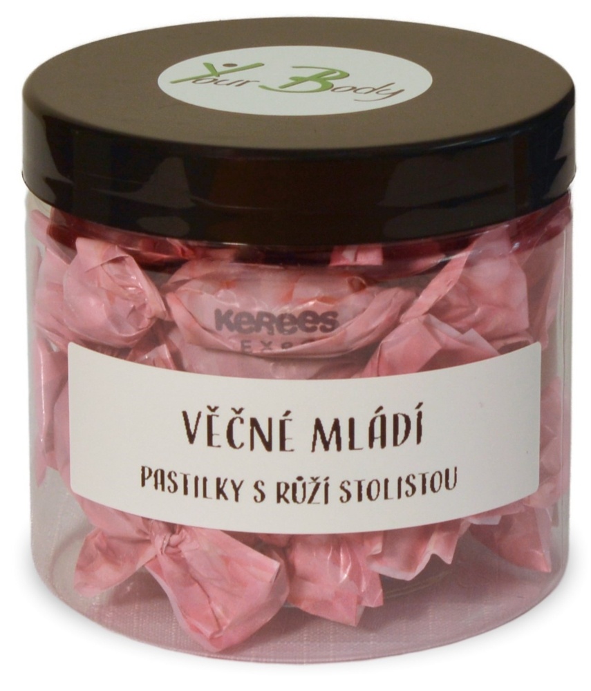 Pastilky s růží stolistou KEREES - kelímek - 25 ks